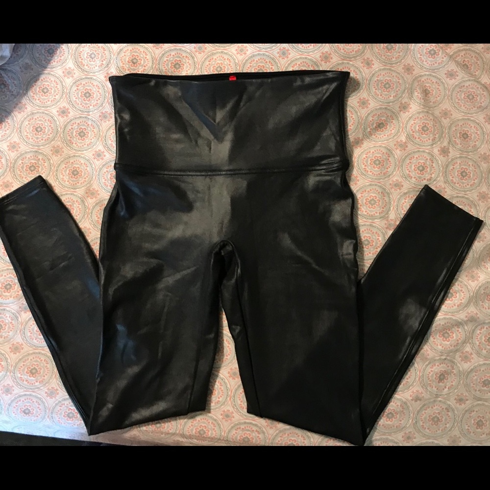 Spanx Women’s Faux-Leather Tummy Control Leggings